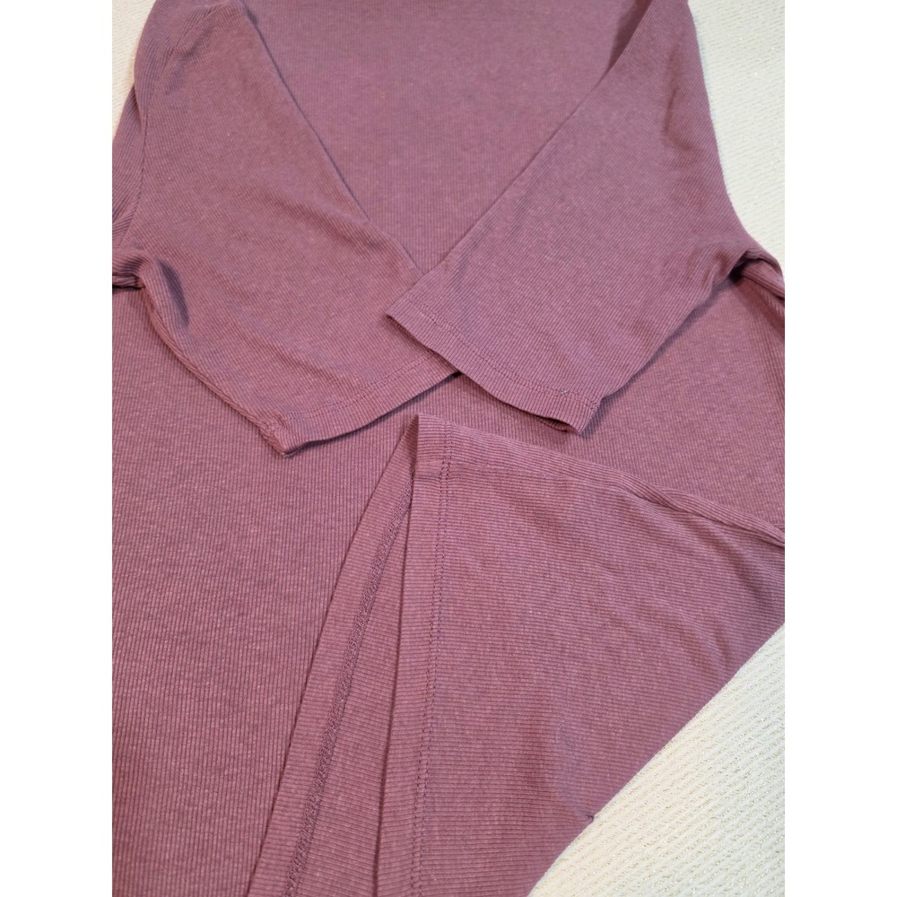 A New Day Womens Mock Neck Ribbed Top Dusty Mauve Purple 3/4 Sleeve Medium - Picture 4 of 5